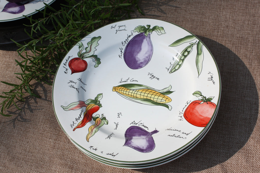 Vintage Garden Inspired Ceramic Plate Set (4)