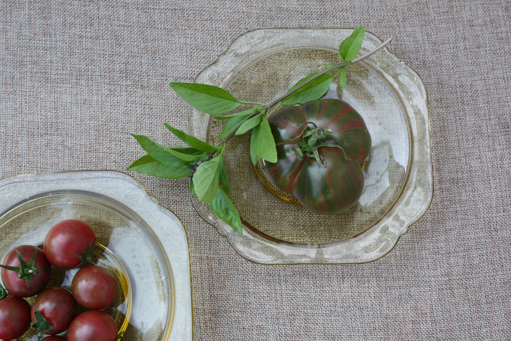 Vintage Amber Botanical Glass Plate Set (3)